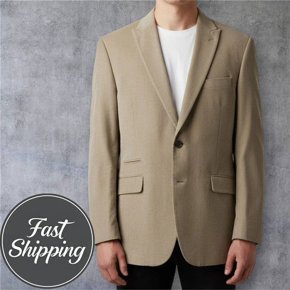 JOSEPH ABBOUD Men's 46R XXL Tan Corduroy Blazer Sport Coat 2-Button Jacket